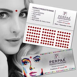 PERPAA  Premium Kumkum Set Of 2 Round Stick On Bindi Book - Maroon & Red image 5