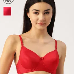 Lady Lyka Pack Of 2 Red & Pink Bra Lightly Padded-image-26