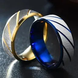 VIEN Set of 2 Gold-Plated Twill Pattern Ring-40