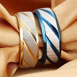 VIEN Set of 2 Gold-Plated Twill Pattern Ring image 4