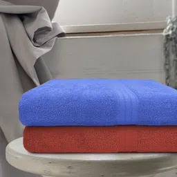 Aura Set Of 2 Solid 500 GSM Cotton Bath Towels-1