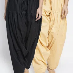GRACIT Women Black Beige Casual Pack of 2 Solid Cotton  Salwar-picture-51