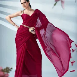 Tikhi Imli Satin Saree With Belt-image-11