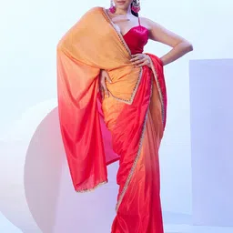 Mitera Women Ombre Sequinned Satin Saree-image-4