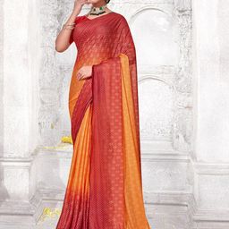 Anouk Orange Ethnic Motifs Pure Chiffon Saree-47