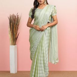 MAHALASA Embroidered Striped Pure Chiffon Saree-image-46