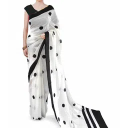 JAIPURI PRINT Polka Dot Pure Cotton Saree-image-33