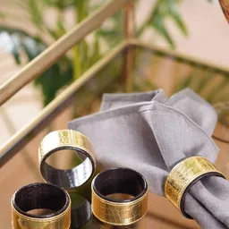 Pure Home and Living Gold Toned 4 Pcs Faux Leather Napkin Rings-picture-26