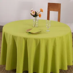 HANDICRAFT PALACE Fluorescent Green Cotton Round 8 Seater Table Cover-image-82