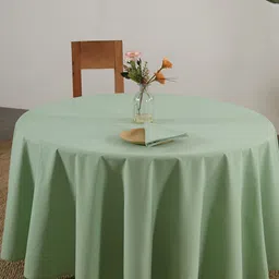 HANDICRAFT PALACE Sea Green Cotton Round 8 Seater Table Cover-49