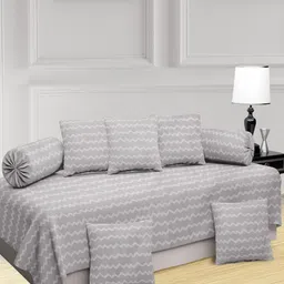 KLOTTHE Beige 8 Pieces Striped Diwan Set-11