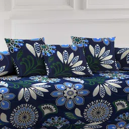 Arrabi Blue 6 Pieces Ethnic Motif Printed Diwan Set image 4