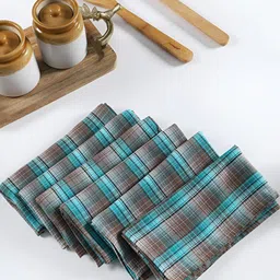 TARAN LIVING Blue & Grey Printed Cotton Table Napkins-image-21