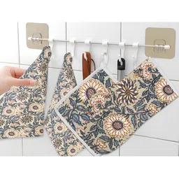 Texstylers 4 Pieces Beige & Grey Printed Kitchen Linen Set-26