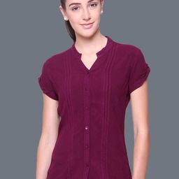 IDENTITI Women Maroon Standard Slim Fit Casual Shirt-image-94