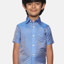 Sethukrishna Boys Blue Classic Printed Party Shirt-4