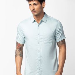 SPYKAR Men Sea Green Classic Slim Fit Cotton Casual Shirt-image-12
