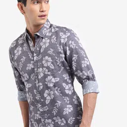 KETCH Floral Printed Slim Fit Casual Cotton Shirt-image-38