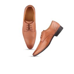 TOP BRASS Men Tan Solid Leather Formal Derby Shoes-image-77
