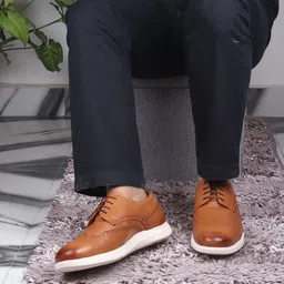 TOP BRASS Men Tan Brown Solid Leather Formal Derbys-image-68