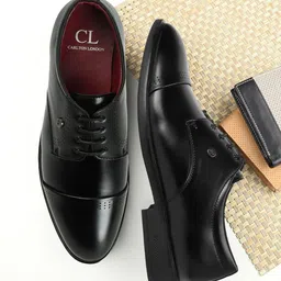 Carlton London Men Lace Up Leather Formal Derbys-picture-38