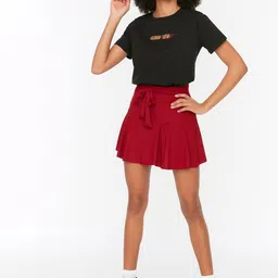 Trendyol Mid-Rise Gathered Flared Mini Skirt-image-4