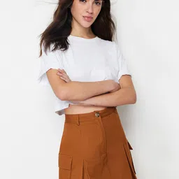 Trendyol Pure Cotton Flared Mini Skirt-image-19