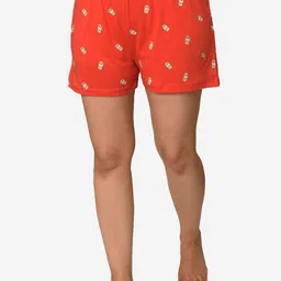 Soxytoes Women Red Ok But First Coffee Printed Cotton Shorts-image-18
