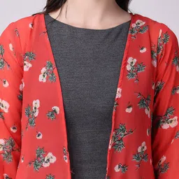 SCORPIUS Printed Chiffon Open Front Longline Shrug image 2