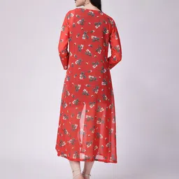 SCORPIUS Printed Chiffon Open Front Longline Shrug image 5