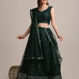 KALINI Embellished Semi-Stitched Lehenga & Unstitched Blouse With Dupatta-picture-24