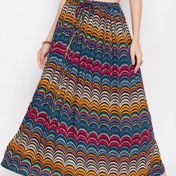 Clora Creation Ethnic Motif Printed Flared Maxi Skirt-93