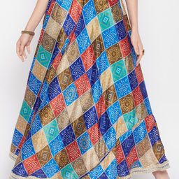 Clora Creation Tie & Dye Bandhani Print Chinon Maxi Ethnic Skirt-image-37