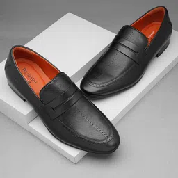 Ruosh Men Textured Leather Formal Loafers-image-63