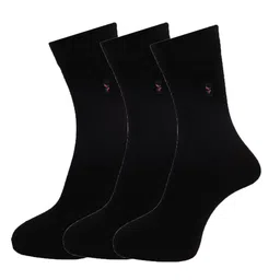 Dollar Socks Men Pack Of 3 Black Solid Above Ankle Length Cotton Socks-16