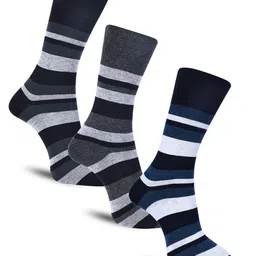 Dollar Socks Men Pack Of 3 Striped Calf-Length Cotton Socks-image-23