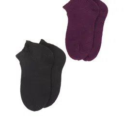 Bharatasya Girls Pack Of 2 Black & Purple Solid Ankle-Length Socks-image-4