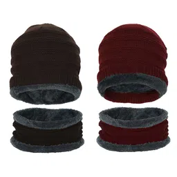FabSeasons Unisex Pack of 2 Brown & Maroon Beanie & Muffler-image-68