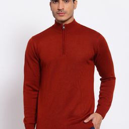 Style Quotient Men Maroon Pullover with Zip Detail-17
