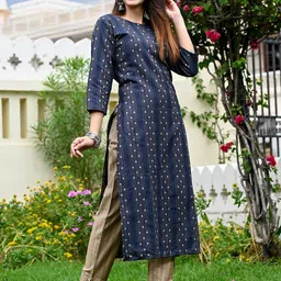 Peachmode Floral Regular Pure Cotton Kurta with Trousers & With Dupatta image 3