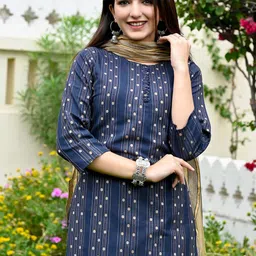 Peachmode Floral Regular Pure Cotton Kurta with Trousers & With Dupatta image 5
