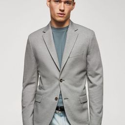 MANGO MAN Single-Breasted Slim Fit Microstructure Blazer-image-79