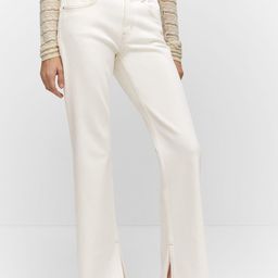 MANGO Women Mid-Rise Straight Fit Stretchable Jeans with Slit Detail-image-42