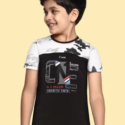 Monte Carlo Boys Black & White Colourblocked Printed Pure Cotton T-shirt-picture-10