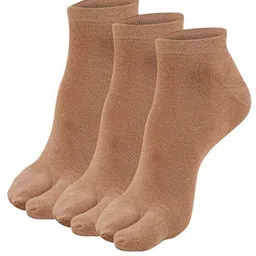 N2S NEXT2SKIN Women Beige Pack of 3 Solid Low Ankle Length Cotton Thumb Socks-53
