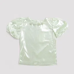 Tiny Girl Puff Sleeves Sheen Top-image-20