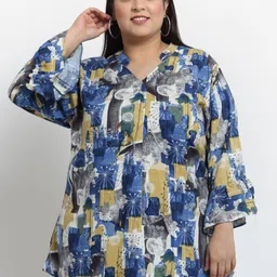 KLOTTHE Women Blue & White Abstract Print Top-picture-16