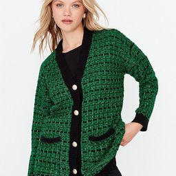 Trendyol Women Green & Black Checked Cardigan-image-44