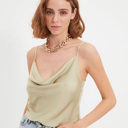 Trendyol Women Green Solid Cowl Neck Top-picture-46