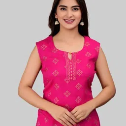 BAESD Floral Printed Keyhole Neck Pure Cotton Top-picture-41
